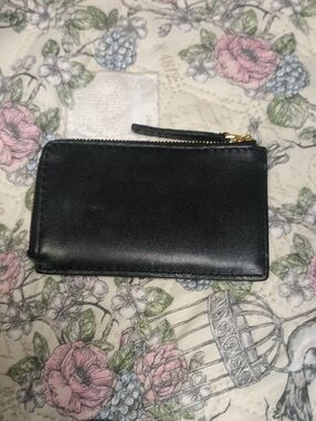 Madewell Black Leather Zip Pouch with Gold-Tone Hardware